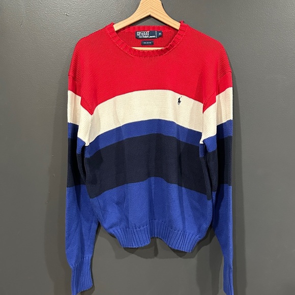 Polo by Ralph Lauren Men's Tricolor Crewneck Sweater - Picture 1 of 5